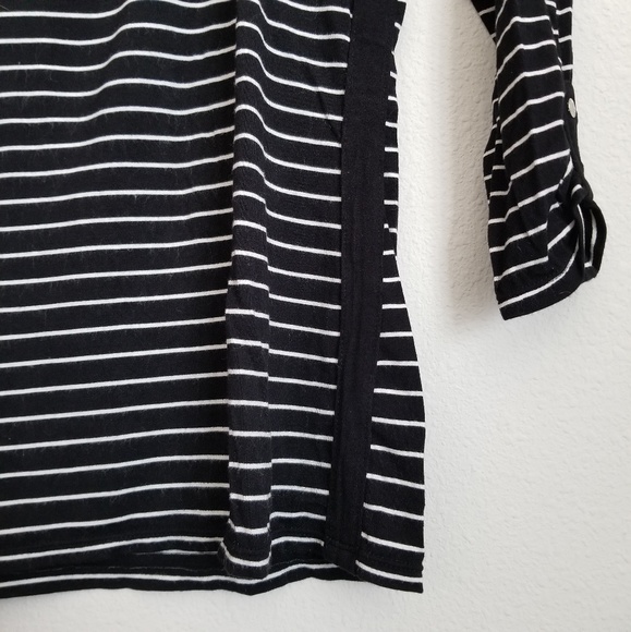 WHBM Black/White Striped Scoop Neck Top Sz Small - Picture 6 of 8